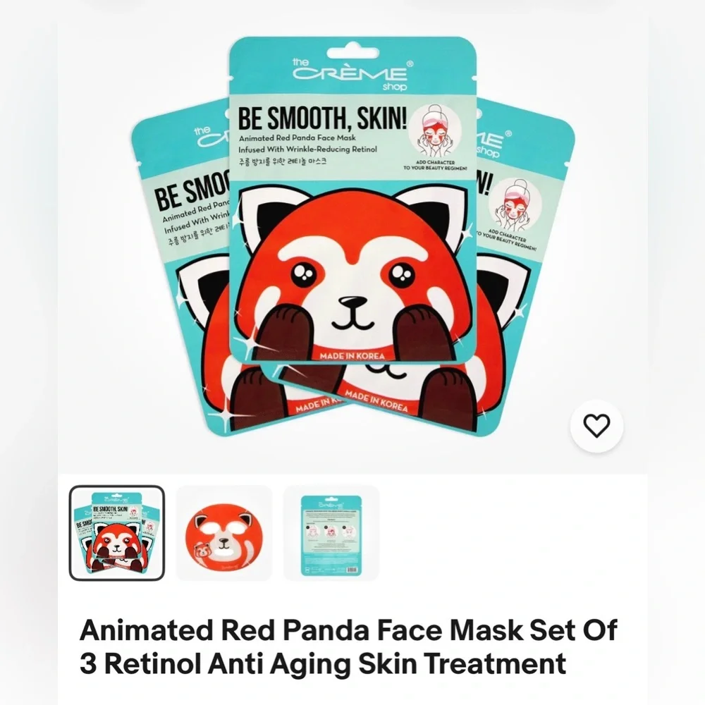 The Crème Shop Red Panda Face Mask (pack of 3)